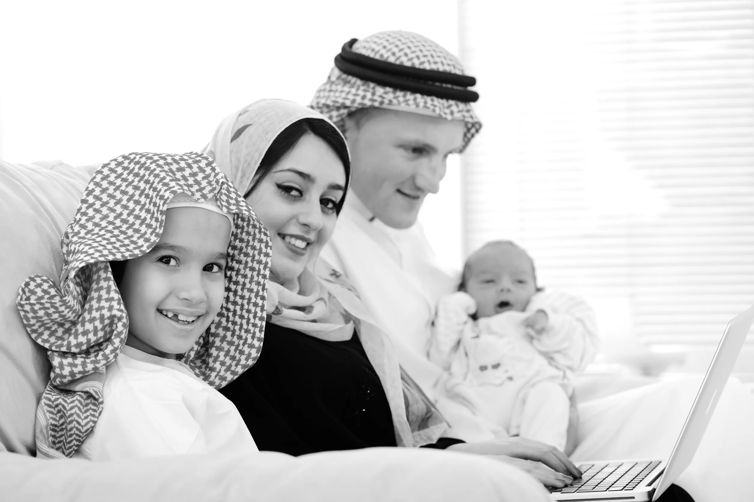 A couple in dubai with their childs