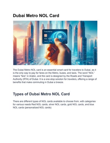 Metro Nol Cards Your All In One Dubai Travel Solution