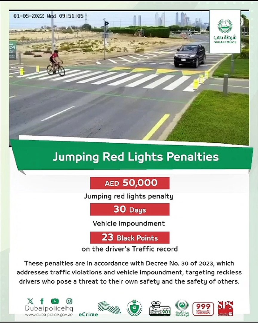 Red Signal Crossing Fine Dubai