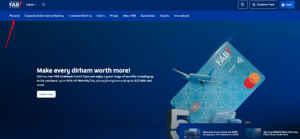  The Image of Home page of FAB bank website marking navigation Bar