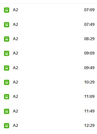 Abu Dhabi Airport Bus A2 Time Table