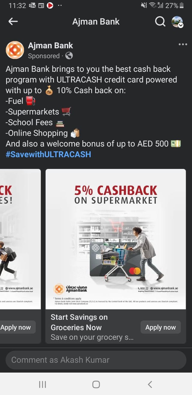 Which Credit Card Gives 10% Cashback in Uae