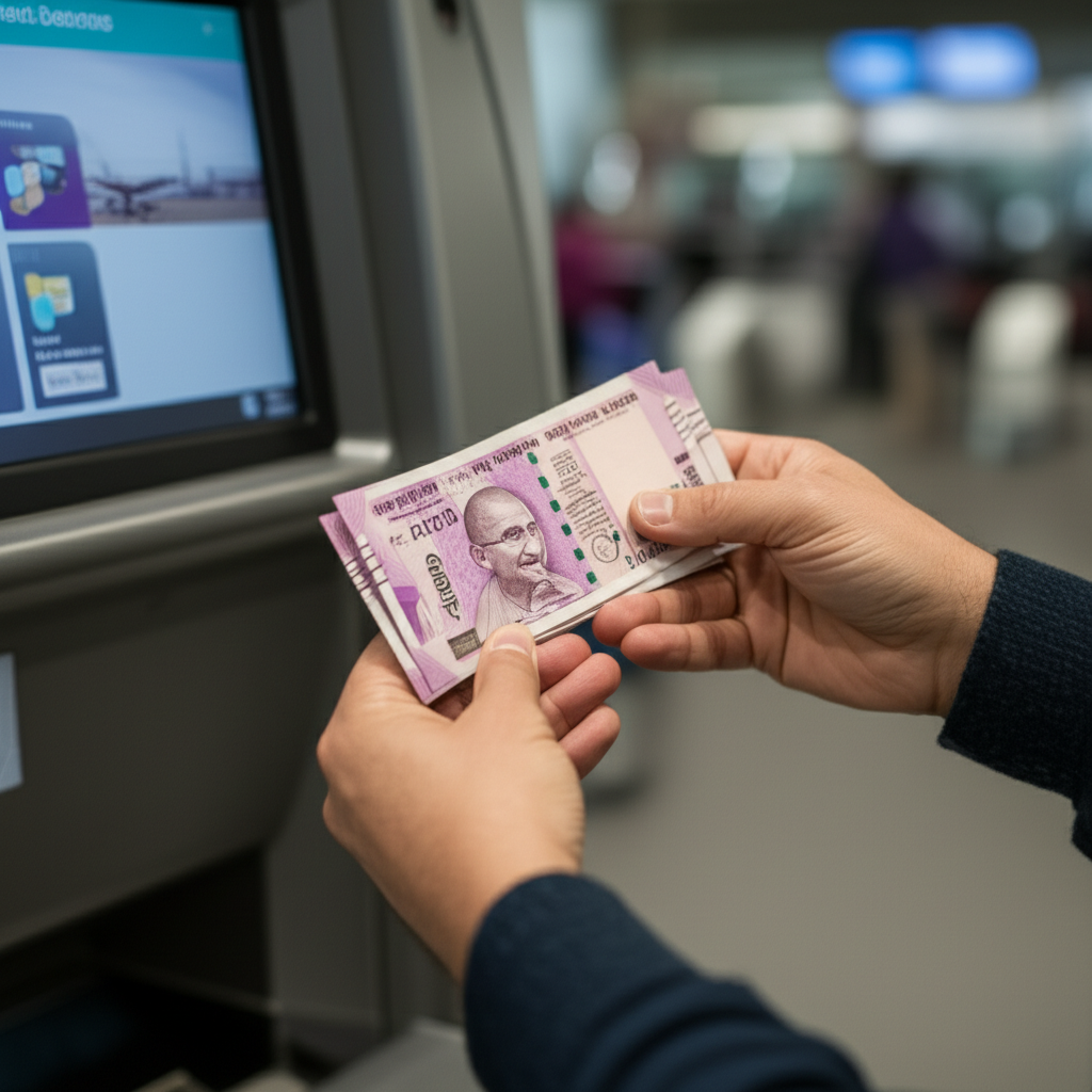 Generate a high-quality, relevant image prompt for an article about: India to Dubai: Cash Limit Reve