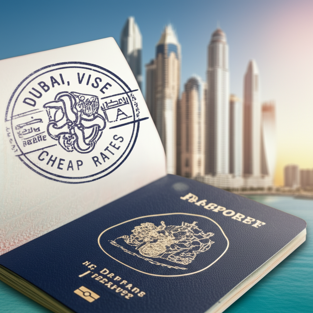 Generate a high-quality, relevant image prompt for an article about: Dubai Visa: Unbeatable Cheap Ra